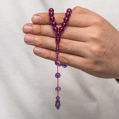 Paarse Amber-look Gebedskralen - Handgemaakt - Luxe Tasbih - Elegant