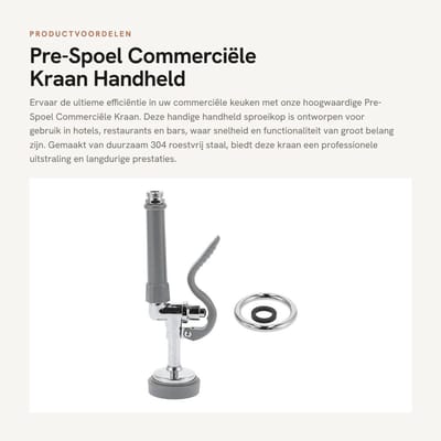 Dailygoods- Sproeikop Commerciële Kraansproeier - 304 Roestvrij Staal - Handheld Vaatwasser Accessoires - Duurzaam - Gewicht 630g - Afmetingen 26,4x6,7cm - Keukensproeier