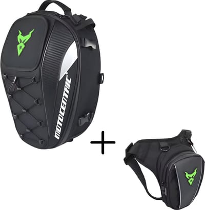 CarryQuest® - Motor Rugzak - Zadeltas Motor - Motorfiets Rugzak 48L - Motorrugzak - Waterdicht + Ergonomisch Ontwerp - Groen + Multifunctioneel Gebruik