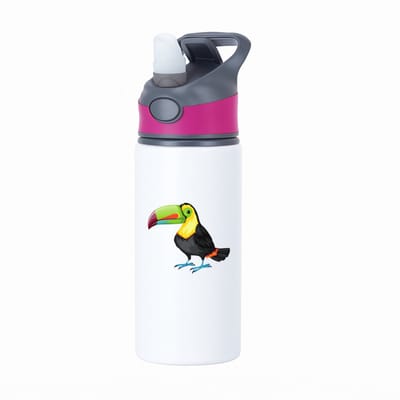 Hacebo® - Toecan waterfles met rietje roze - Vogels - Dieren liefhebbers - Jungle - dieren - dierendag - water fles - 650ML
