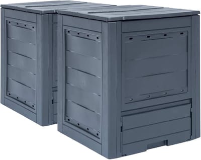 Compostbak Tuin - Afvalbak Compost - Afval Verwerken - UV- en Weerbestendig - 60x60x73cm - Grijs