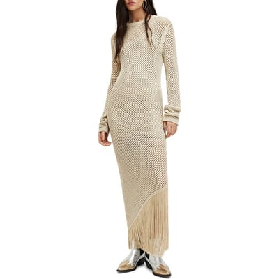 AllSaints Jesse Dress Gold Maat: XS | Maxi Jurken Outlet | Dames | Beige