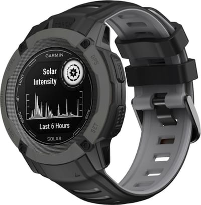 Strap-it Siliconen sport smartwatch bandje met gespsluiting - geschikt voor de grotere Garmin Instinct 2x (zwart/grijs)