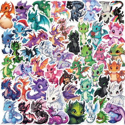 50 100 Stuks Creatieve Cartoon Graffiti Europese Draak Stickers Decoratie Diy Bagage Skateboard Notebook Waterdichte Stickers Speelgoed