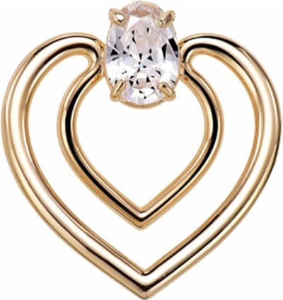 Fako Bijoux® - Sjaalklem - Sjaal Klem - Sjaal Ring - Hart Met Kristal - 40x43mm - Goudkleurig