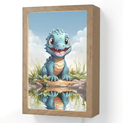 Wandlamp 20x30 cm - Oplaadbaar - Draak - Blauw - Jongens - Kinderen - Wandlampen binnen woonkamer - Slaapkamer lamp met kabel - Decoratieve nachtlamp - Vloerlamp snoer