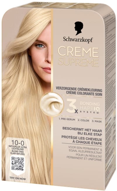 Schwarzkopf - CREME SUPREME 10-0 - Haarkleuring - Natuurlijk Ultra Lichtblond - Permanente Haarverf - Beschermt en Versterkt - Grijsdekking - 245g