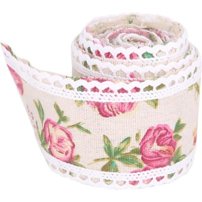 Bricolage artisanat dentelle ruban d'habillage gâteau de mariage toile de jute rouleau fleur ruban décor vêtements accessoire white