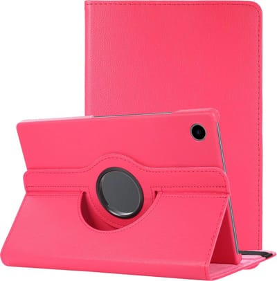 Hoes - Geschikt voor Samsung Galaxy Tab A8 - 360 Graden Draaibare Hard Cover Case - Tablet Hoesje Draaibaar - Donkerroze