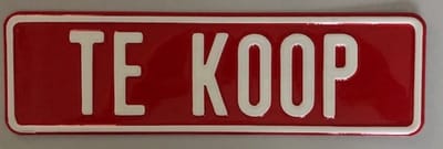 Te Koop Bordje / Rood-Wit / 35x10,5 cm / Aluminium