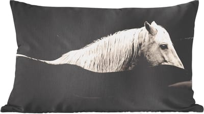Sierkussens - Kussentjes Woonkamer - 60x40 cm - Paarden - Zwart - Wit - Kudde