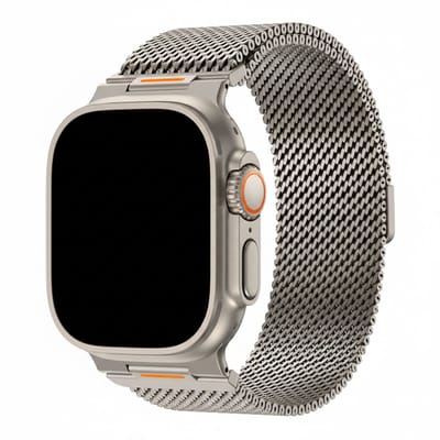 Luxe Milanees loop bandje - geschikt voor Apple Watch series 1/2/3/4/5/6/7/8/9/10/11/ SE (1,2,3) / Ultra (1,2,3) met maat 44 mm / 45 mm / 46 mm / 49 mm - Milanese - titanium