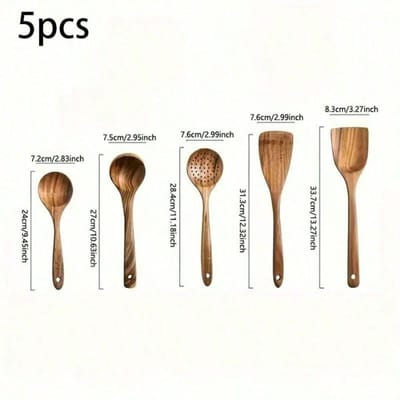 5 stuks Houten Lepels, Stevig Houten Keukengerei Met Een Doos, Lichtgewicht En Hittebestendig, Keukenbenodigdheden Bakbenodigdheden