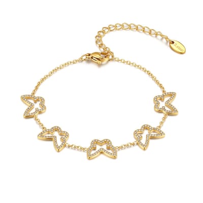 Twice As Nice Armband in edelstaal, vlinders Goudkleurig 16cm+3cm