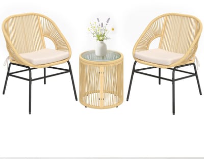 Outsunny Rattan Bistro Set-Staal, PE-rattan-63L x 73B x 81H cm-Beige