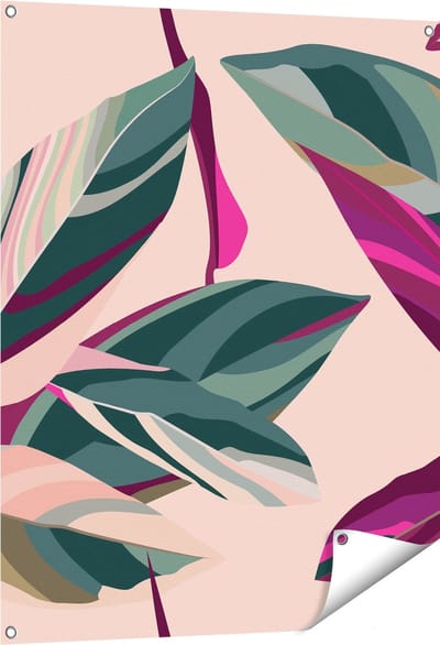 Gards Tuinposter Bloem Bladeren - Bloemen - Abstract - 80x100 cm - Tuindoek - Tuindecoratie - Wanddecoratie buiten - Tuinschilderij