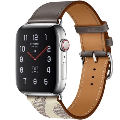 By Qubix - Geschikt voor Apple Watch bandje - Leren bandje met print - Bruin - Geschikt voor Apple Watch 38mm / 40mm / 41mm / 42mm - leren smartwatchbandje - Horlogebandje