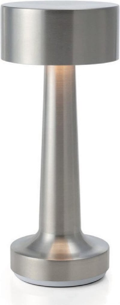 Luxus Europe - Tafellamp Touch Sara Zilver - Draadloze LED Tafellamp Binnen - USB-C Oplaadbaar - Touchbediening - Dimbaar - 3 Lichtkleuren