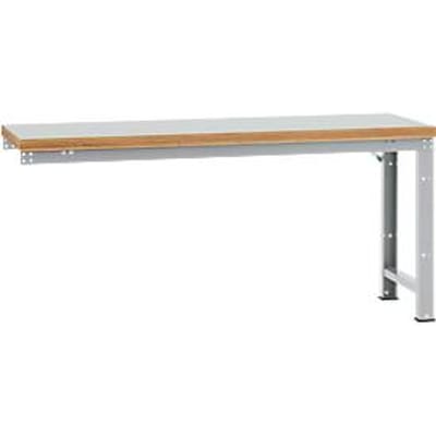 Manuflex aanbouw-werkbank Profi standaard, tafelblad kunststof, 2000 x 700 mm, aluminium zilver
