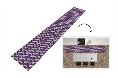 Keukenloper - Loper keuken - Blokken - Patronen - 3D - Paars - 300x50 cm - Keukenloper vinyl