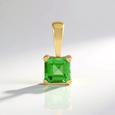 Cavill - Zilveren hanger met verguld 925 sterling zilver - Lemshuku Tsavoriet 0,617 ct - Groene edelsteen - Asscher geslepen - Elegante dameshanger