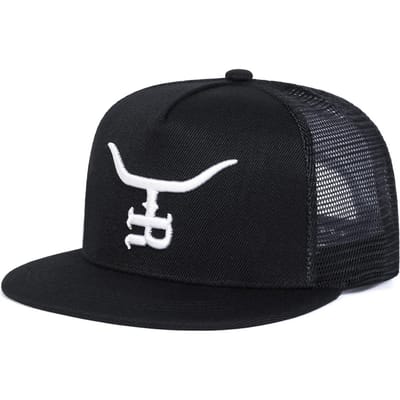 Unisex R Letter Stierenkop Borduurwerk Hip-Hop Net Hoeden Lente Zomer Buiten Verstelbaar Casual Baseballpetten Zonbescherming Hoed Pet black
