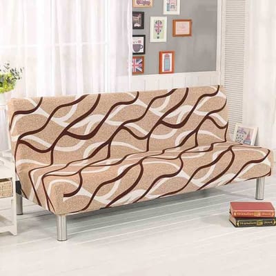 Housse de canapé-lit imprimée Vip, en Polyester, pliable, élastique, sans bras, décontractée, confortable, pour la maison, l'hôtel, Mateo Mateo 120-150cm beige