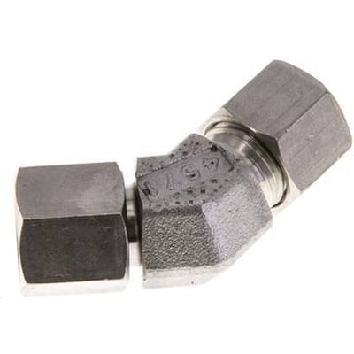 10L RVS 45gr L-stuk Snijringkoppeling Draaidoorvoer 315bar FKM O-ring en Afdichtconus Verstelbaar ISO 8434-1