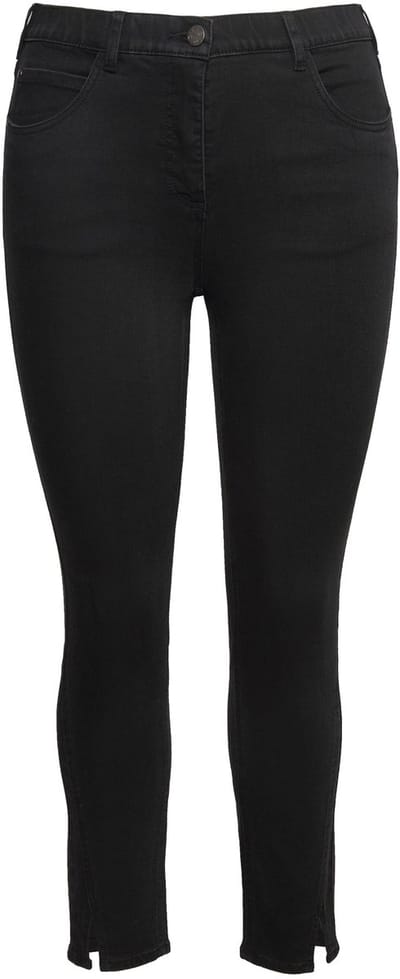 Ulla Popken - Dames - Jeans Sarah smalle pijp stretchdenim zoomsplit - Zwart - Maat 42