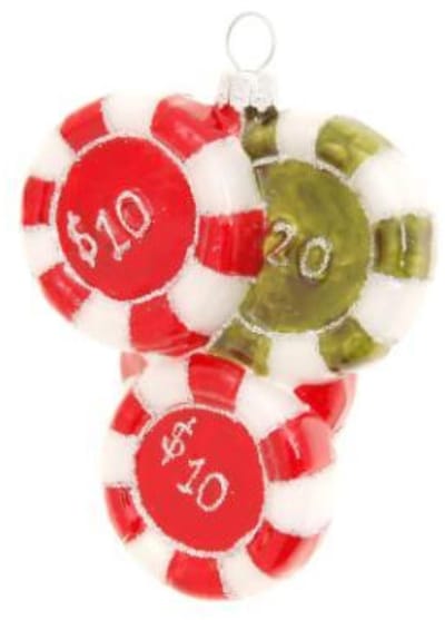 Kerstbal Casino Chips – Glazen Ornament – Kleurrijk Las Vegas Design