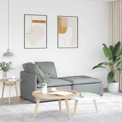 vidaXL - Modulaire - bank - met - voetenbank - en - kussens - stof - lichtgrijs