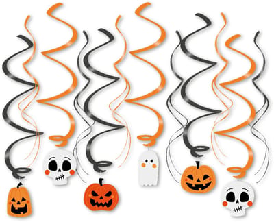 Q2P - Halloween - Slingers - Decoratie - Versiering - Spooky Swirls - Gekleurd - 12 Stuks