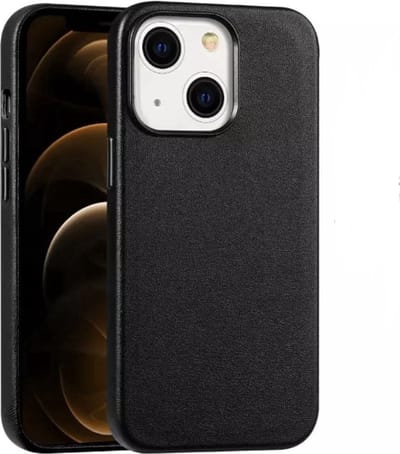 Hoesje geschikt voor iPhone 13 Hoesje Zwart Leer - geschikt voor iPhone 13 Mag Safe Hoesje Leder - Magnetische Leren hoesje geschikt voor iPhone 13 Magsafe - Zwart Leder