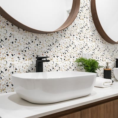 Zelfklevende muurtegelstickers voor keuken en badkamer - 24 terrazzo tegelstickers - 24 stickers 15x15cm