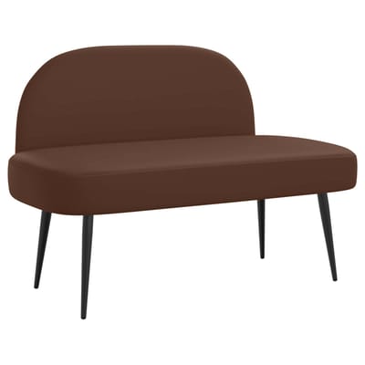 vidaXL - Gevuld - bankje - met - rugleuning - Bruin - 110 - x - 60 - x - 76 - cm - Kunstleer