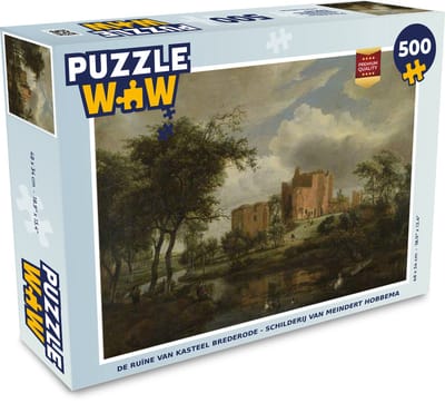 Puzzel De ruïne van kasteel Brederode - schilderij van Meindert Hobbema - Legpuzzel - Puzzel 500 stukjes
