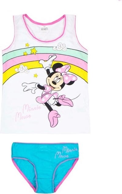 Ondergoedsetje van Minnie Mouse maat 128/134, blauw/wit