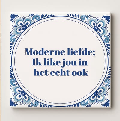 Moderne Liefde: Ik Like Jou in Het Echt Ook Keramische Tegel – 15x15cm Grappige Romantische Cadeautegel met Nederlandse Tekst