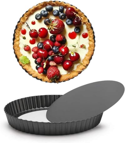 Taartvorm met Bodem - Quiche Pan - Taarten Bakken - Verwijderbare Bodem - 2 stuks 20 cm - Zwart