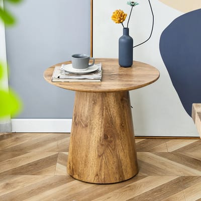 PHOEBE CAT Salontafel - Houtnerf - Ronde bijzettafel - Diameter 50 cm - Natuurlijke