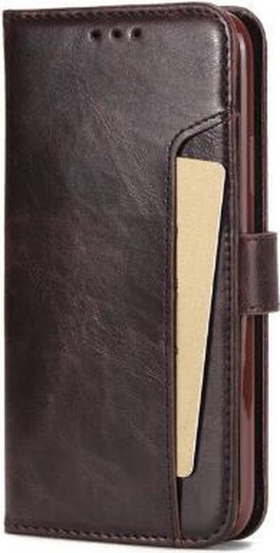 ShieldCase telefoonhoesje geschikt voor Apple iPhone 12 / 12 Pro - 6.1 inch Extra space book case - hoesje met ruimte voor pasjes - leer - bruin + glazen Screen Protector