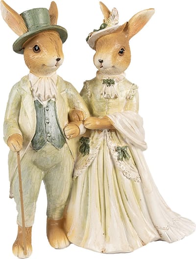 Clayre & Eef Beeld Konijn 21 cm Bruin Groen Polyester