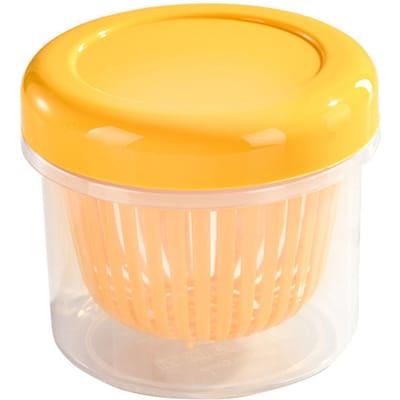 Boîte Alimentaire avec Égouttoir Conteneur de Stockage Alimentaire Hermétique Empilable pour Ciboulette Hachée Ail Haché yellow