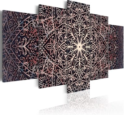Schilderij - Fijne Spiritualiteit , mandala , 5 luik