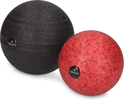 Ronde massagebal voor rug voet en schouders - in verschillende maten - Fascia training - Blauw en zwart massage bal voeten