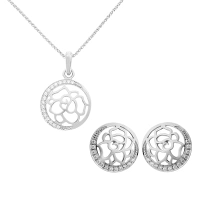 Orphelia 'Blair' Dames 925 Zilveren Set: Ketting-Hanger + Oorbellen - Zilver SET-7089