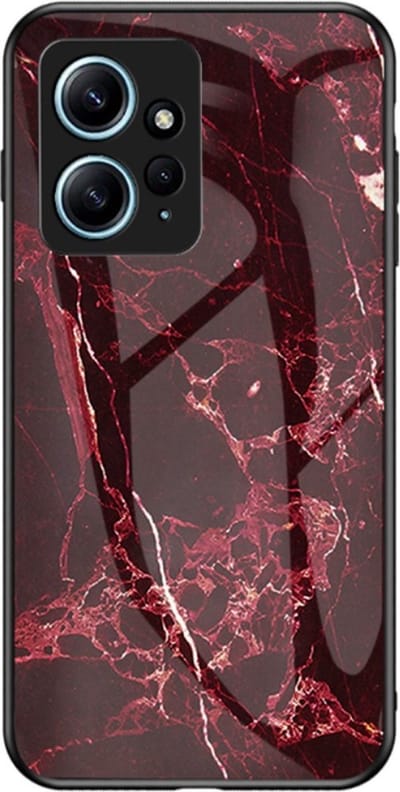 Coverup Hoesje - Geschikt voor Xiaomi Redmi Note 12 4G Hoesje - Coverup Marble Glass Back Cover - Rood