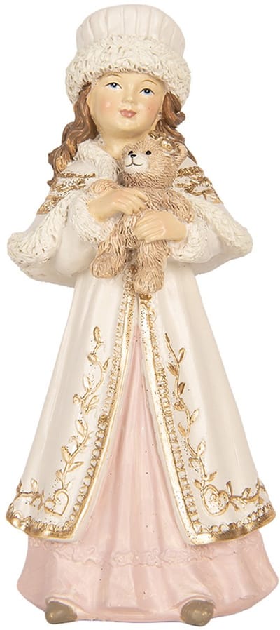 Clayre & Eef Kerstdecoratie Beeld Kind 8x7x17 cm Beige Kunststof
