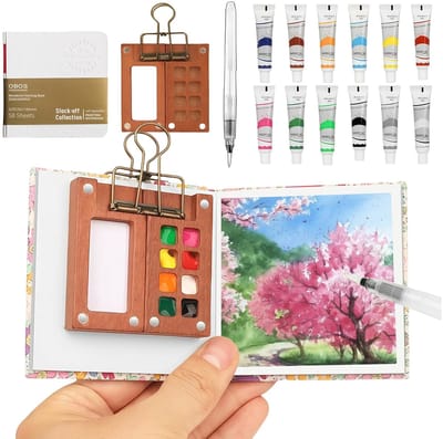 Dailygoods- Aquarel Reisset 10 Stuks - Draagbare Verfbak - Nano Mengpalet - Compact 6x6 cm - Lichtgewicht Voor Onderweg - Ideaal Voor Volwassenen - Verfset