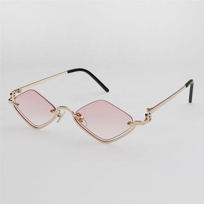 Coole Ruitvormige Dames Zonnebril Klein Hip Hop Half Frame Zonnebril Metaal Smal Brilmontuur voor Dames Heren